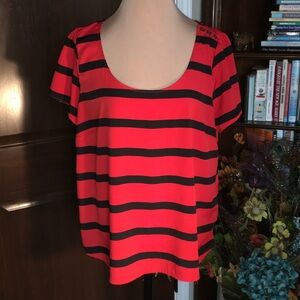 Chic Red and Black Striped Women's Blouse